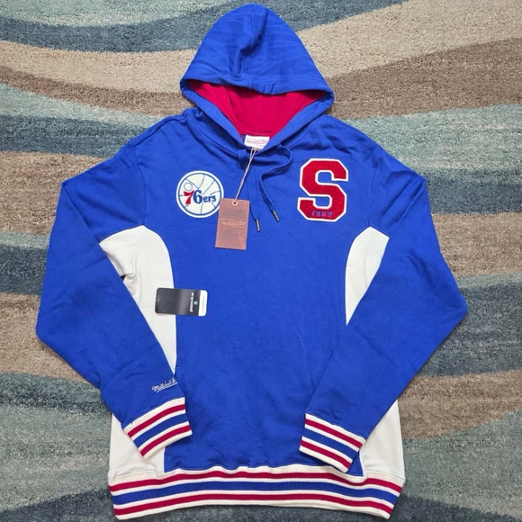 Mitchell & Ness 76ers 1963 Hoodie Blue Red White Retro NBA Medium New Tags